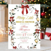 Coquette Bow Christmas Merry Little Bridal Shower 招待状