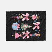 Coquette Bow Christmas Nutcracker Ballet Festive W フリースブランケット (正面(横))