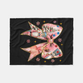 Coquette Bow Christmas Nutcracker Ballet Festive W フリースブランケット (正面(横))