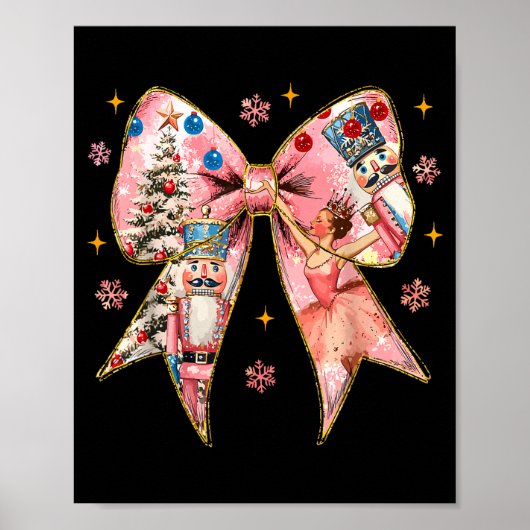 Coquette Bow Christmas Nutcracker Ballet Festive W ポスター (正面)