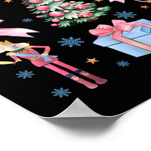 Coquette Bow Christmas Nutcracker Ballet Festive W ポスター (角)