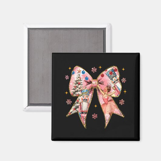 Coquette Bow Christmas Nutcracker Ballet Festive W マグネット (正面/裏面)