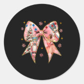 Coquette Bow Christmas Nutcracker Ballet Festive W ラウンドシール (正面)