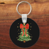 Coquette Bow Christmas Tree Xmas Holiday Girly Out キーホルダー (正面)