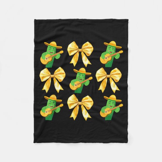 Coquette Bow Cinco De Mayo Cactus Women Girls Mexi フリースブランケット (正面)