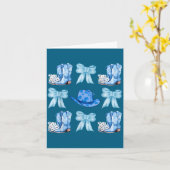 Coquette Bow Cowgirl Boots Blue Bows Hat Western R カード (黄色い花)