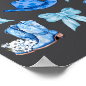 Coquette Bow Cowgirl Boots Blue Bows Hat Western R ポスター (角)