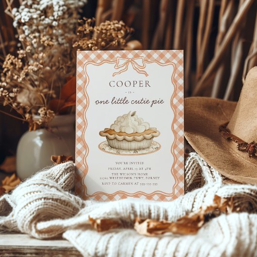 Coquette Bow Cutie Pie 1st Birthday 招待状