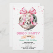 Coquette Bow Disco Party Invitation 招待状 (正面/裏面)