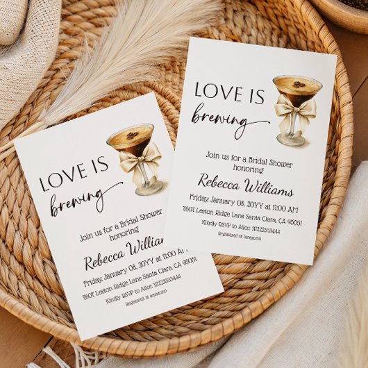 Coquette Bow Espresso Martini Bridal Shower 招待状