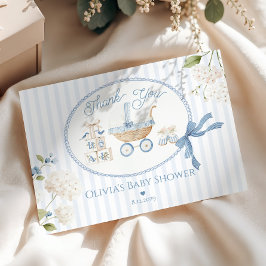 Coquette Bow French vintage carriage Baby Shower サンキューカード