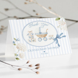 Coquette Bow French vintage carriage Baby Shower サンキューカード