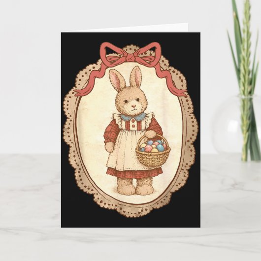 Coquette Bow Funny Bunny Eggs Rabbit Happy Easter  カード (正面)