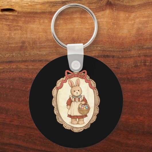 Coquette Bow Funny Bunny Eggs Rabbit Happy Easter キーホルダー (正面)