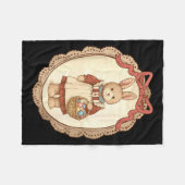 Coquette Bow Funny Bunny Eggs Rabbit Happy Easter  フリースブランケット (正面(横))