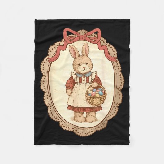 Coquette Bow Funny Bunny Eggs Rabbit Happy Easter  フリースブランケット (正面)
