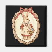 Coquette Bow Funny Bunny Eggs Rabbit Happy Easter マグネット (正面)