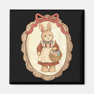 Coquette Bow Funny Bunny Eggs Rabbit Happy Easter  マグネット