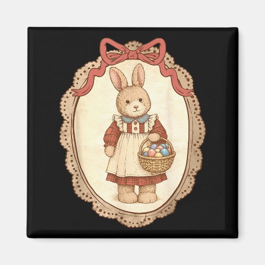 Coquette Bow Funny Bunny Eggs Rabbit Happy Easter  マグネット (正面)