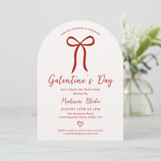 Coquette Bow Galentine's Day Invitation 招待状 (スタンド正面)