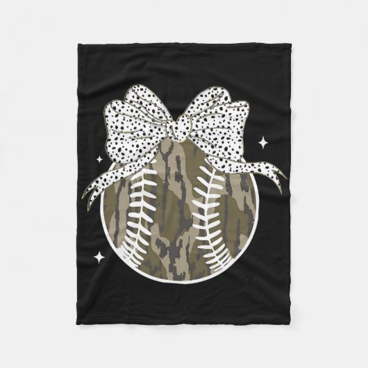 Coquette Bow Game Day Sell Softll Camouflage Cheer フリースブランケット (正面)
