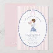 Coquette Bow Garden Hand Painted Bridal Shower 招待状 (正面/裏面)