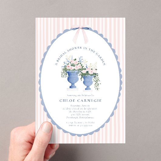 Coquette Bow Garden Manor Bridal Shower Invitation アクリル招待状 (インサイチュ (ポータブル))