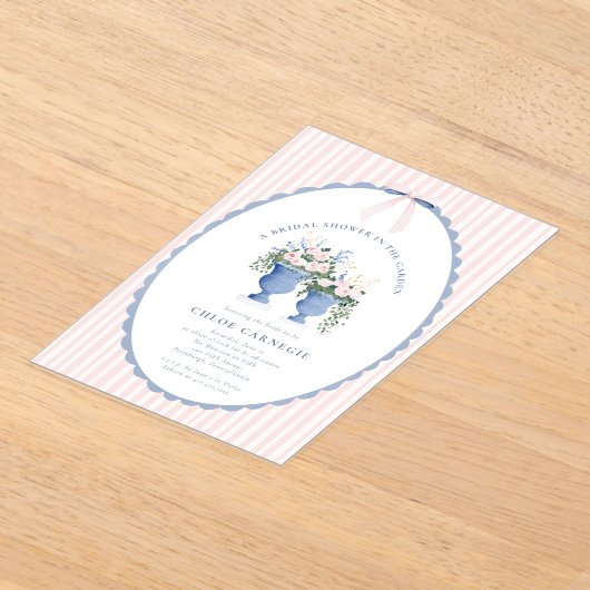 Coquette Bow Garden Manor Bridal Shower Invitation アクリル招待状 (レイダウン)