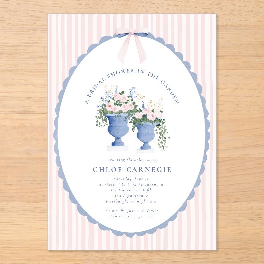 Coquette Bow Garden Manor Bridal Shower Invitation アクリル招待状 (正面)