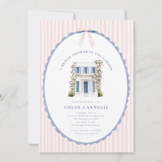 Coquette Bow Garden Manor Bridal Shower Invitation 招待状 (正面)