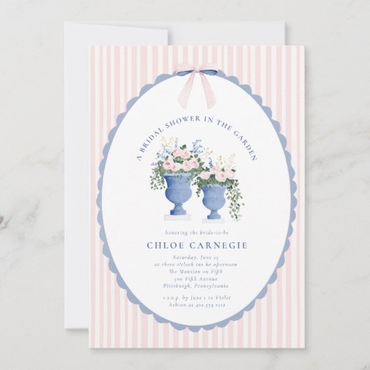 Coquette Bow Garden Manor Bridal Shower Invitation 招待状 (正面)