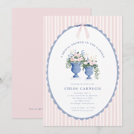 Coquette Bow Garden Manor Bridal Shower Invitation 招待状 (正面/裏面)