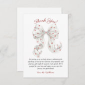 Coquette Bow Gender Neutral Baby Shower サンキューカード (正面/裏面)