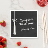 Coquette Bow Grad Tassel Black Congrats Graduate スタンダードランチョンナプキン (インサイチュ)
