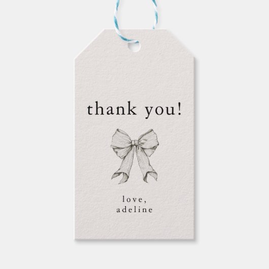 Coquette Bow Graduation Announcement Thank You ギフトタグ (正面)