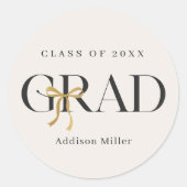Coquette Bow Graduation Stickers ラウンドシール (正面)