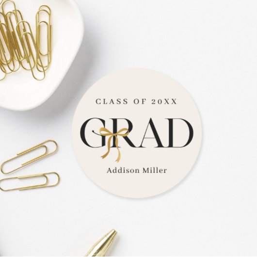 Coquette Bow Graduation Stickers ラウンドシール