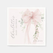 Coquette Bow Greenery Baby in bloom baby Shower スタンダードカクテルナプキン (正面)