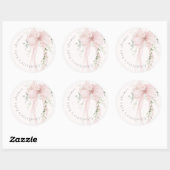 Coquette Bow Greenery Baby in bloom baby Shower ラウンドシール (シート)