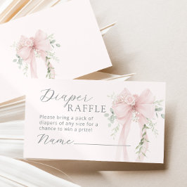 Coquette Bow Greenery Diaper raffle エンクロージャーカード