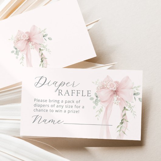 Coquette Bow Greenery Diaper raffle エンクロージャーカード
