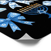 Coquette Bow Hanukkah Chanukah Pajama Latke Jewish ポスター (角)