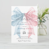 Coquette Bow He or She Gender Reveal Invitation 招待状 (スタンド正面)
