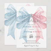 Coquette Bow He or She Gender Reveal Invitation 招待状 (正面/裏面)