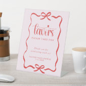 Coquette bow heart pink red baby shower favors 台座サイン (インサイチュ)