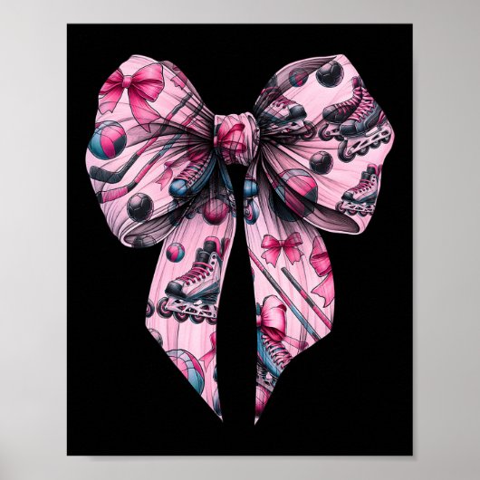 Coquette Bow Inline Hockey Player Girl Mom Mother' ポスター (正面)