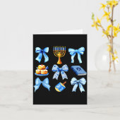 Coquette Bow Jewish Holiday Chanukah Hanukkah Meno カード (黄色い花)