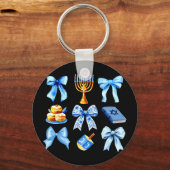Coquette Bow Jewish Holiday Chanukah Hanukkah Meno キーホルダー (正面)