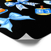 Coquette Bow Jewish Holiday Chanukah Hanukkah Meno ポスター (角)