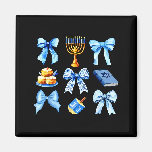 Coquette Bow Jewish Holiday Chanukah Hanukkah Meno マグネット (正面)